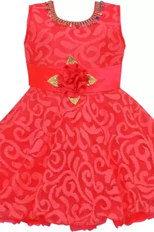 Red Net stitched    dress