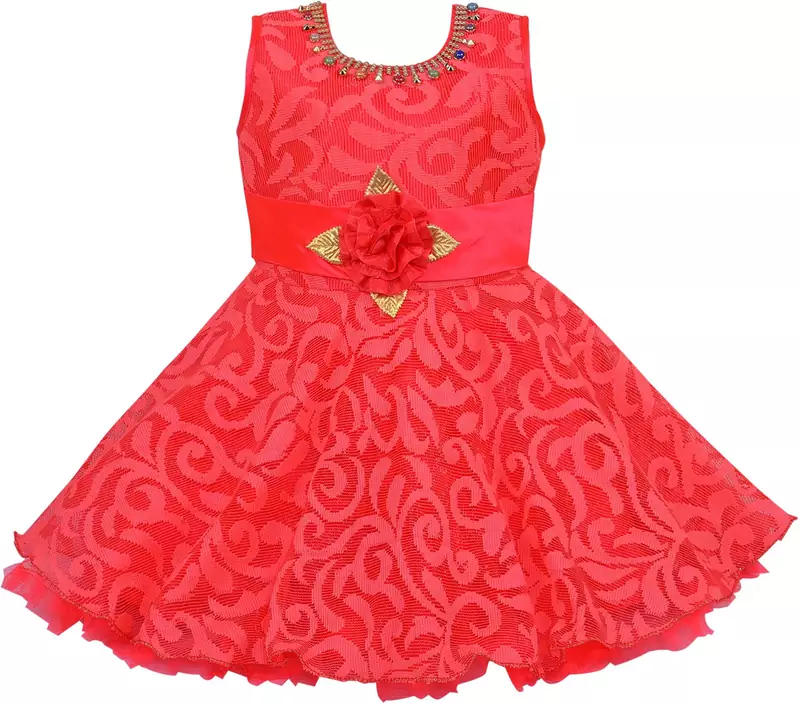 Red Net stitched    dress