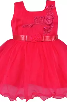 Pink Net stitched    dress