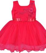 Pink Net stitched    dress