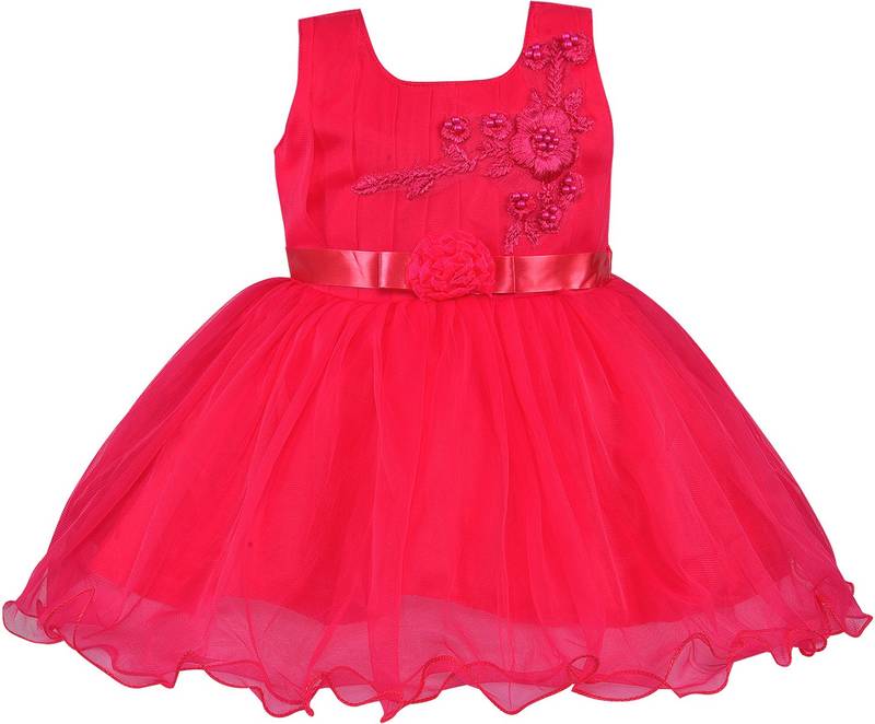 Pink Net stitched    dress