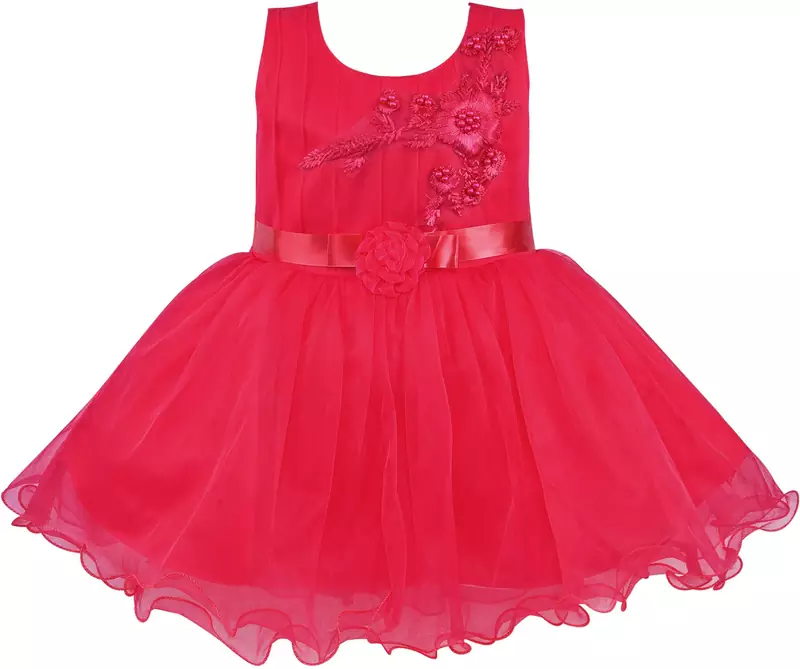Red Net stitched    dress