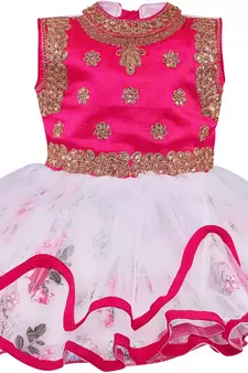 Pink Net stitched    dress