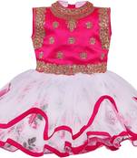 Pink Net stitched    dress