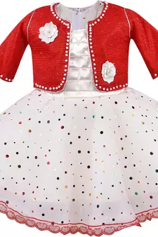 Red Net stitched    dress