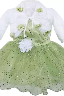 Green Net stitched    dress