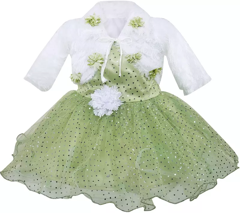 Green Net stitched    dress