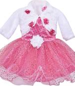 Pink Net stitched    dress