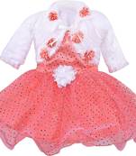 Orange Net stitched    dress