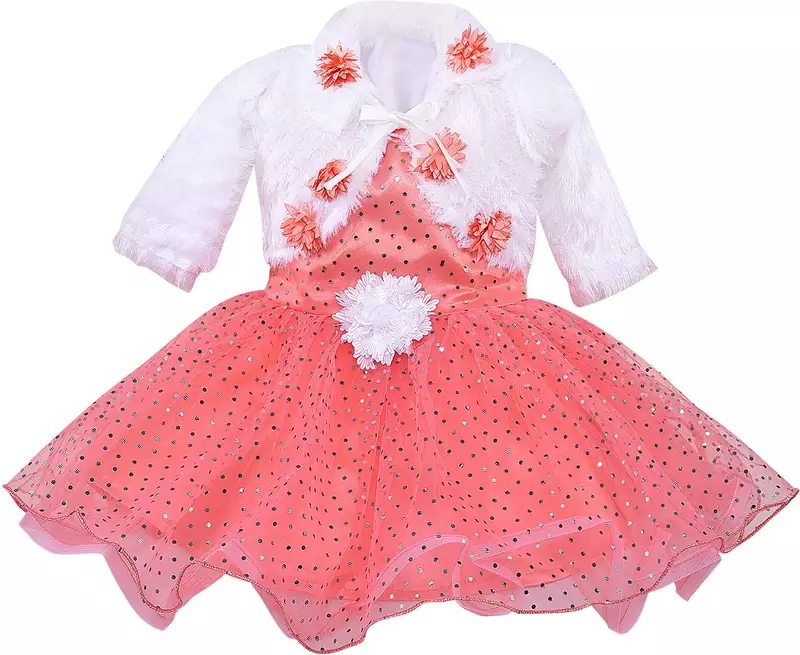 Orange Net stitched    dress