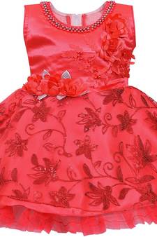 Red Net stitched    dress