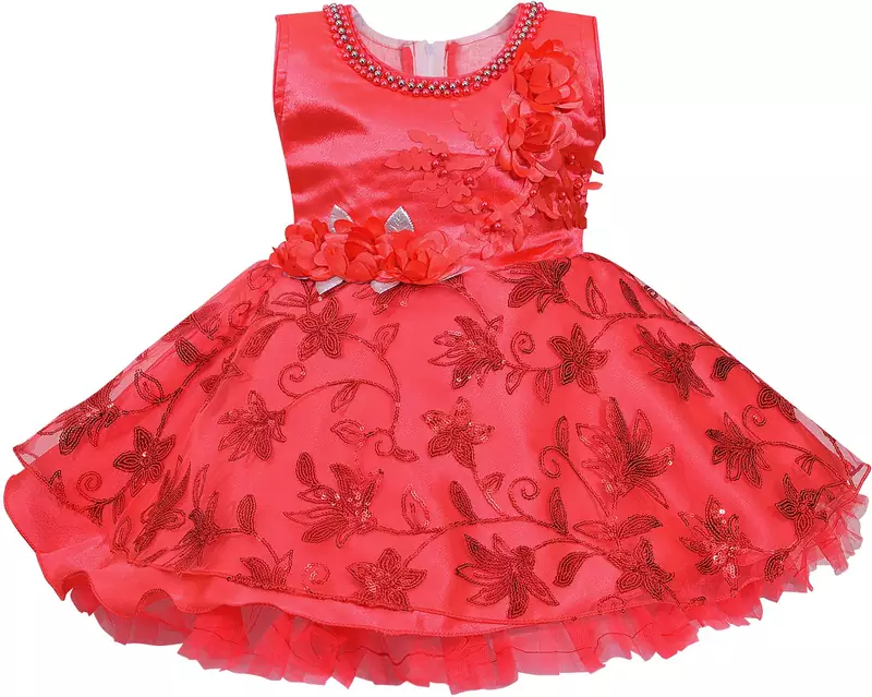 Red Net stitched    dress