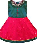 Green satin stitched    dress