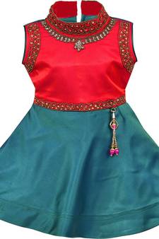Red satin stitched    dress