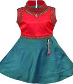 Red satin stitched    dress