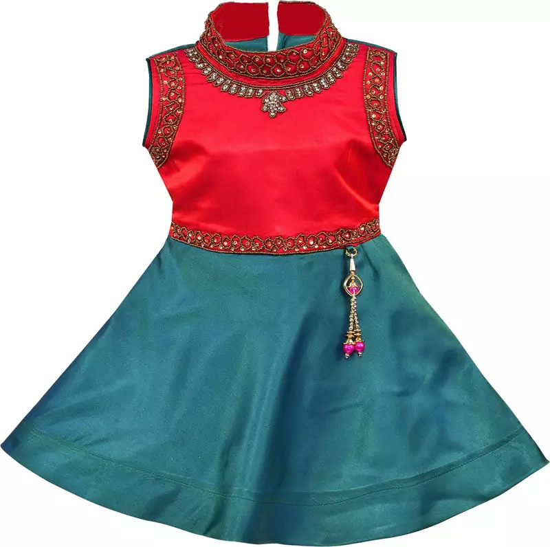 Red satin stitched    dress