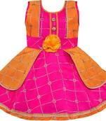 Pink satin stitched    dress