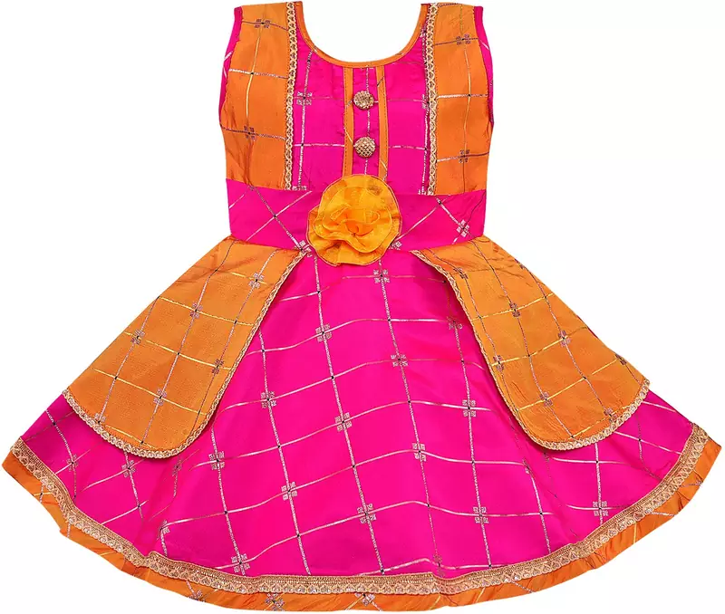 Pink satin stitched    dress