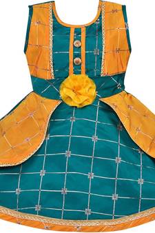 Green satin stitched    dress
