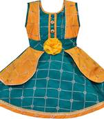 Green satin stitched    dress