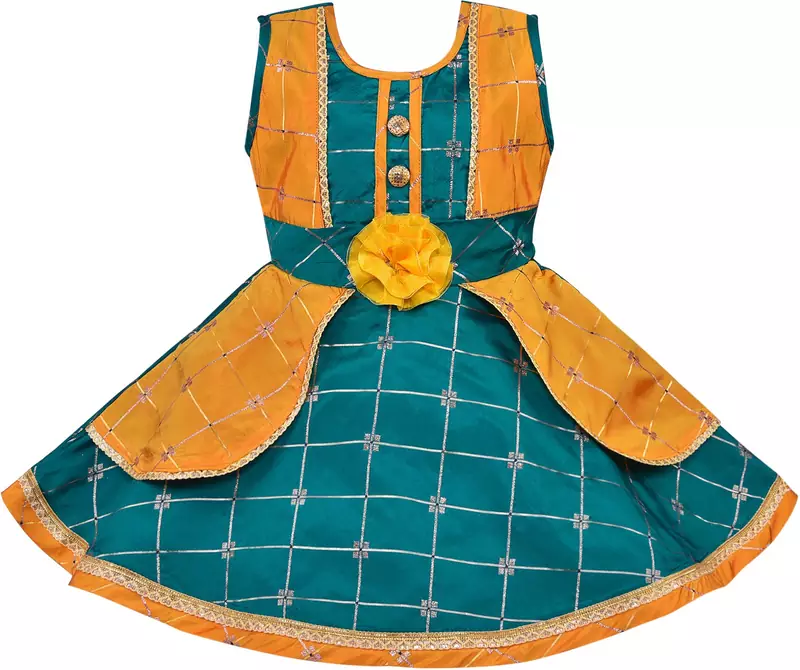 Green satin stitched    dress