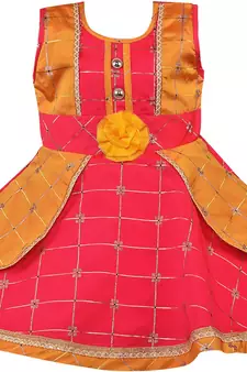 Red satin stitched    dress
