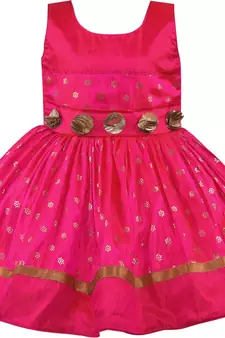 Pink satin stitched    dress