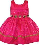 Pink satin stitched    dress