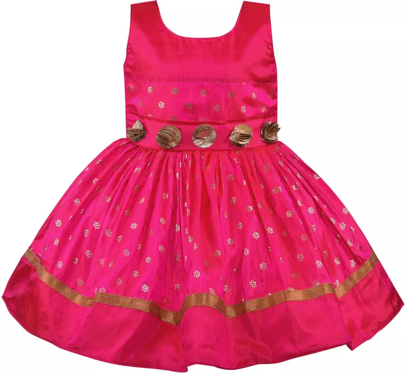 Pink satin stitched    dress