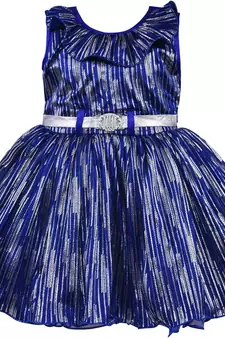 blue satin stitched    dress
