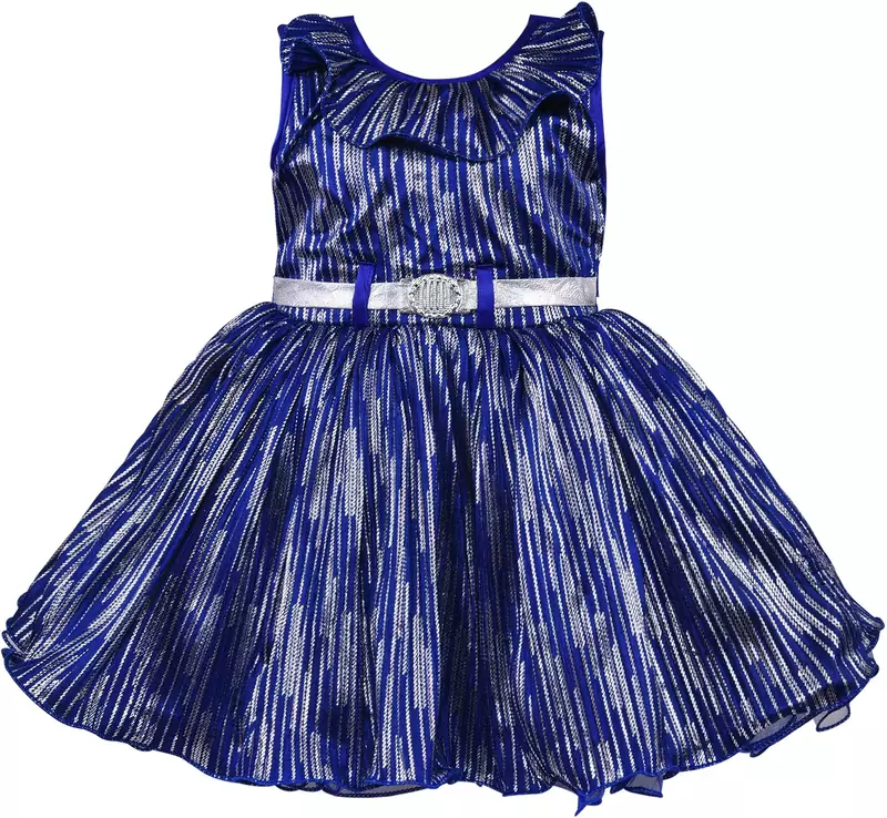 blue satin stitched    dress