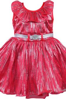 Red satin stitched    dress