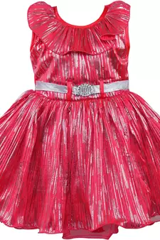 Red satin stitched    dress