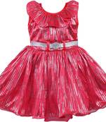 Red satin stitched    dress