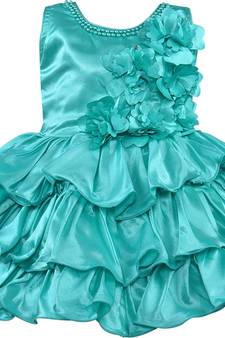 blue satin stitched    dress