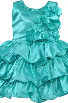 blue satin stitched    dress