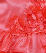 Red satin stitched    dress