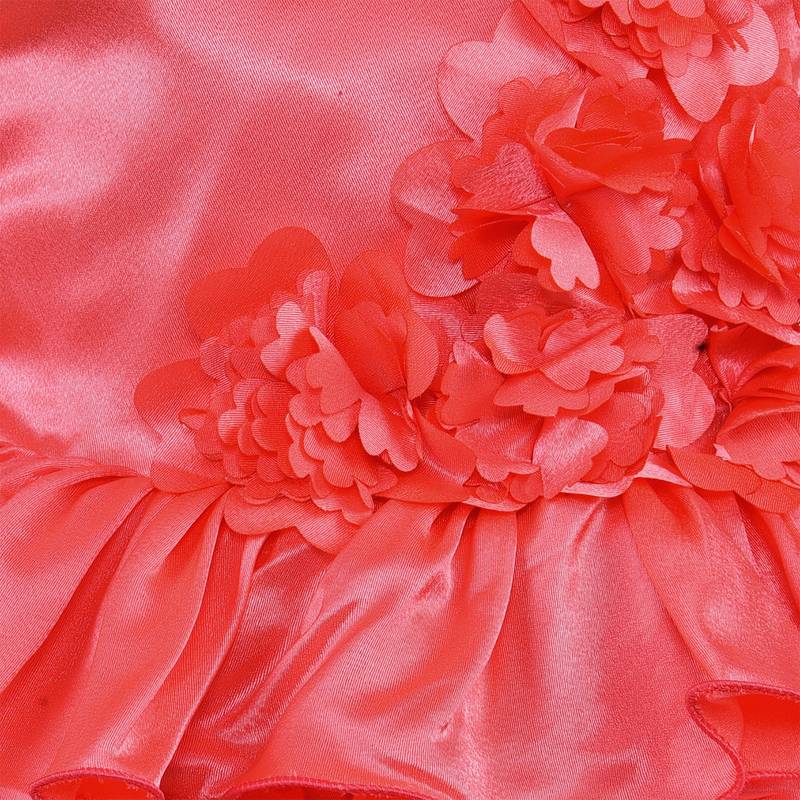 Red satin stitched    dress