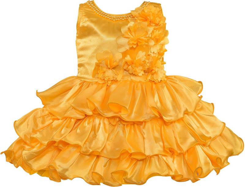 Yellow satin stitched    dress
