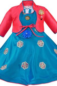 blue satin stitched    dress