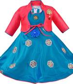 blue satin stitched    dress