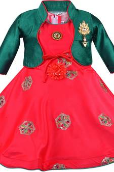 Red satin stitched    dress