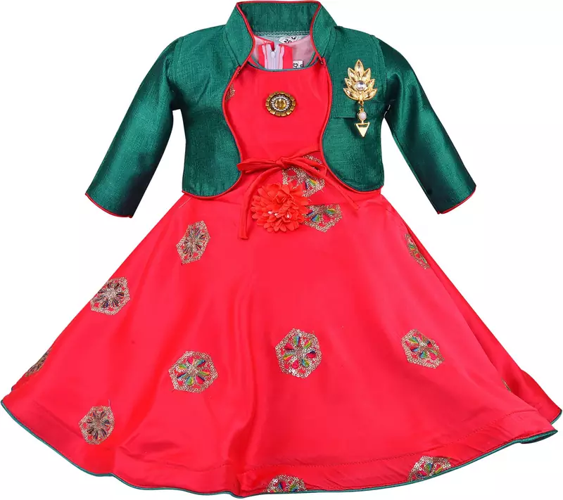 Red satin stitched    dress
