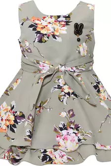 Grey satin stitched    dress