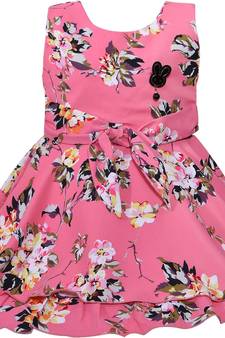Pink satin stitched    dress