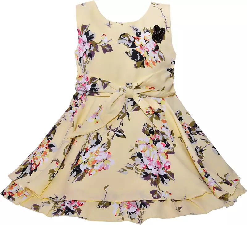 Yellow satin stitched    dress