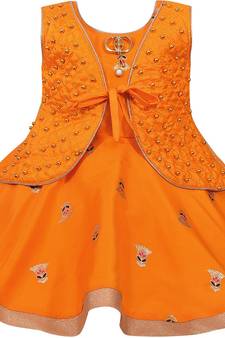 Yellow satin stitched    dress