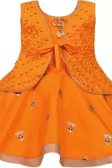 Yellow satin stitched    dress