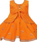 Yellow satin stitched    dress