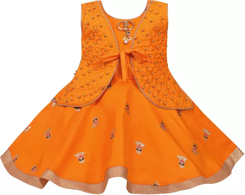 Yellow satin stitched    dress